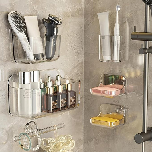 Acrylic Shower Caddy,6 Pack Acrylic Rustproof Shower Organizer with Large Capacity,No Drilling Shelves for Bathroom Storage & Home Decor (Clear)