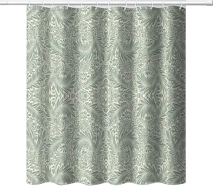 Vintage Botanical Shower Curtain William Morris Designs Green Jungle Fruit Print Shower Curtain Set Polyester Interior Waterproof Shower Curtain with 12 Hooks 66x72 Inches(168x183cm)