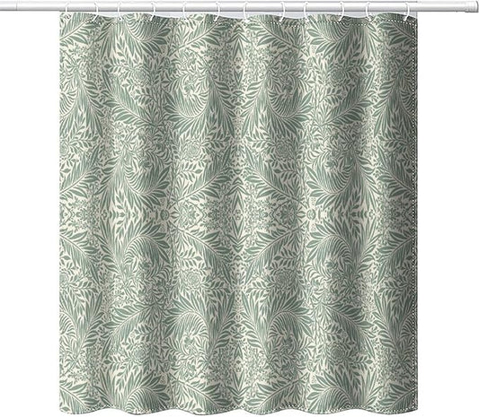 Vintage Botanical Shower Curtain William Morris Designs Green Jungle Fruit Print Shower Curtain Set Polyester Interior Waterproof Shower Curtain with 12 Hooks 66x72 Inches(168x183cm)