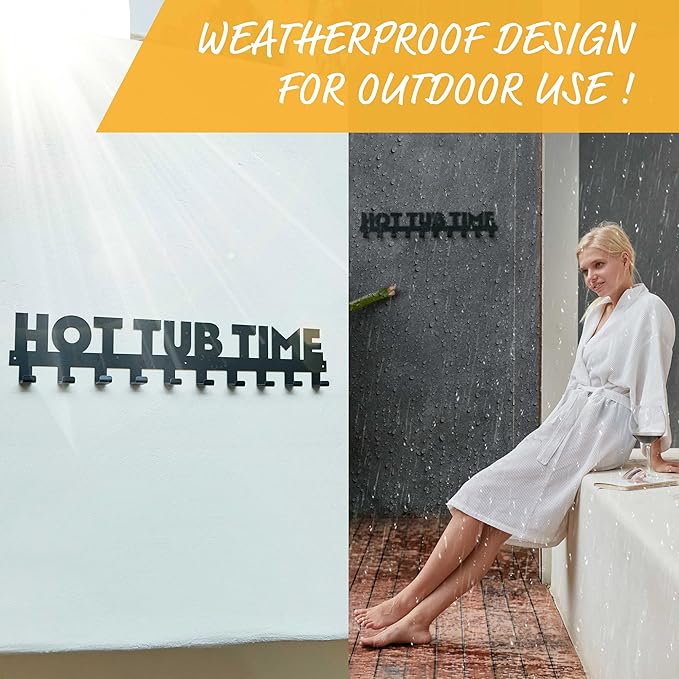 Star Splash Extra Large Hot Tub Towel Rack Outdoor – Rust Proof Outdoor Towel Hooks - Hardware Included - Hang Towels and Robes in Style – Upgrade Your Hot Tub Decor and Mudroom - Almost 3 Feet Long