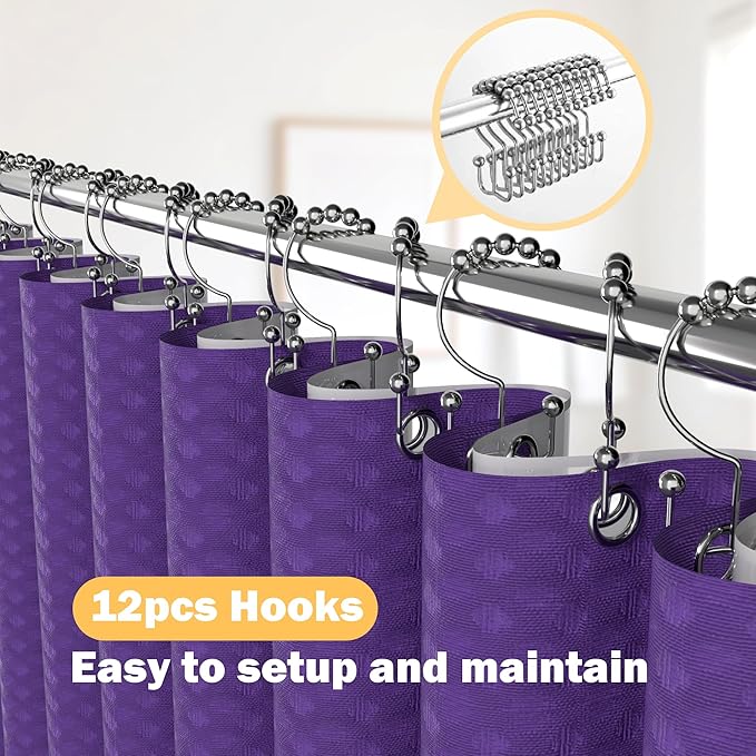 Purple Bathroom Set, 23 PCS Purple Bathroom Accessories Set with Shower Curtains, Trash Can, Toothbrush Holder, Soap Dispensers, Toothbrush Cup, Vanity Tray, Soap Dish, Toilet Brush, Qtip Holders