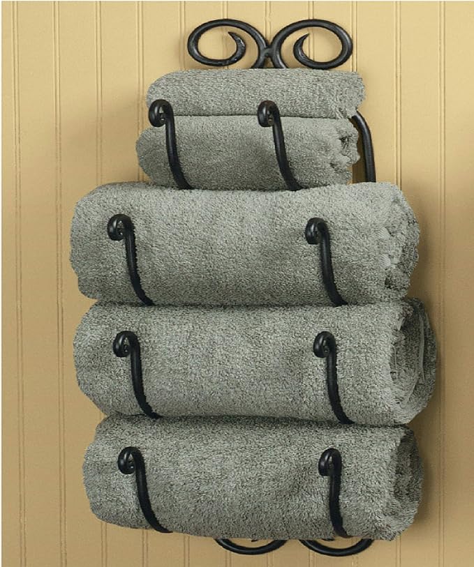 Park Designs 4 Tier Black Scroll Bath Towel Holder 27" H