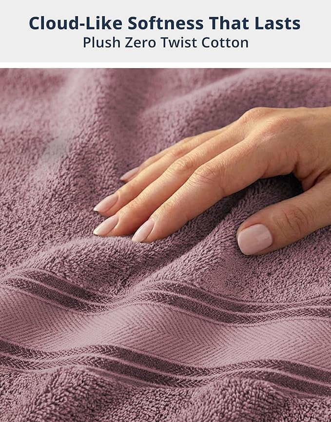 LANE LINEN Premium Bath Towel Set of 18 – 100% Cotton, 6 Large Bath Towel, 6 Handtowels & 6 Washcloths, Zero Twist, Ultra Soft & Durable, Quick-Dry, Ideal for Spa, Hotel & Everyday Use – Wishful Mauve