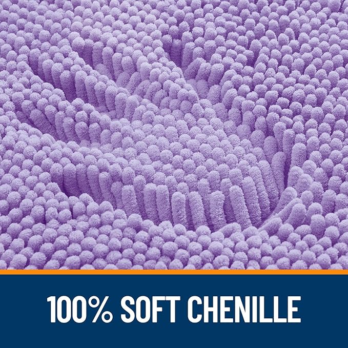 OLANLY Bathroom Rugs 47x32, Extra Soft Absorbent Chenille Bath Rugs, Rubber Backing Quick Dry, Machine Washable Bath Mats for Bathroom Floor, Tub and Shower, Home Decor Accessories, Lavender