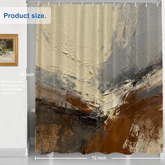 Shrahala Multicolored Modern Abstract Decorative Shower Curtain, Artists Oil Paints Closeup Bathroom Décor Polyester Fiber Waterproof with Plastic Rings for Shower Stall Bathtubs 72 x 72 in
