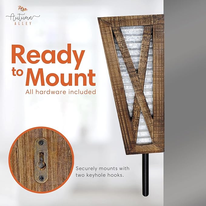 Autumn Alley Farmhouse Decor Rustic Hand Towel Holder - Farmhouse Towel For Bathroom Wall, For Kitchen Wall With Wooden Storage Add Charm to Your Rustic Bathroom Hand Towel Rack and Shelf Decor, Brown