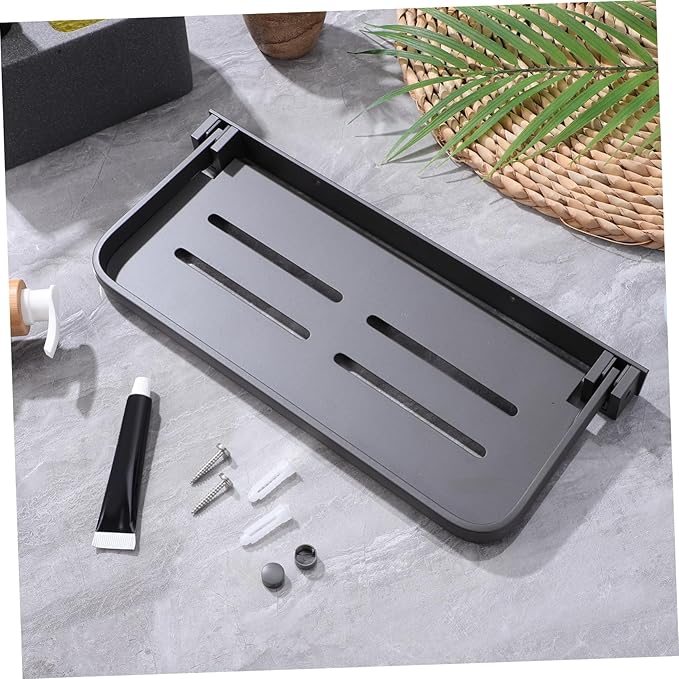 Folding Wall Shelf for Bathroom Space-Saving Metal Storage Rack Easy Installation Modern Design for Toiletries Cosmetics and More Laundry Room Kitchen