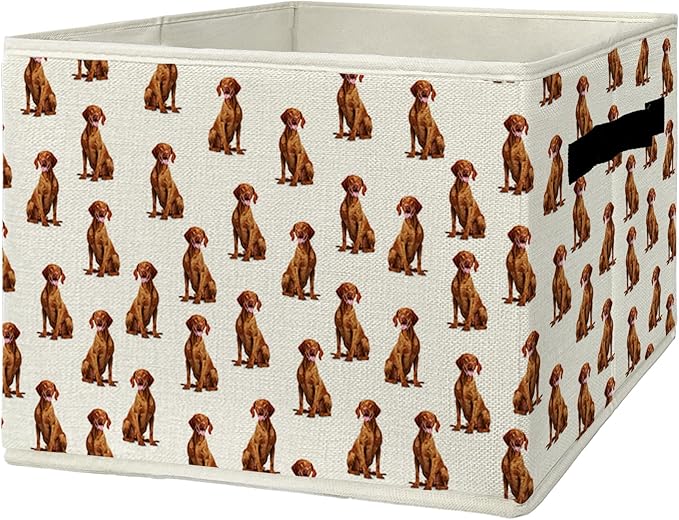 Vizsla Gifts Storage Bins & Boxes with Handles, Dog Mom Dad Lovers Gifts for Women Men Foldable Basket for Organizing, Dog Collapsible Storage Basket for Bedroom Bathroom Clothes Toys