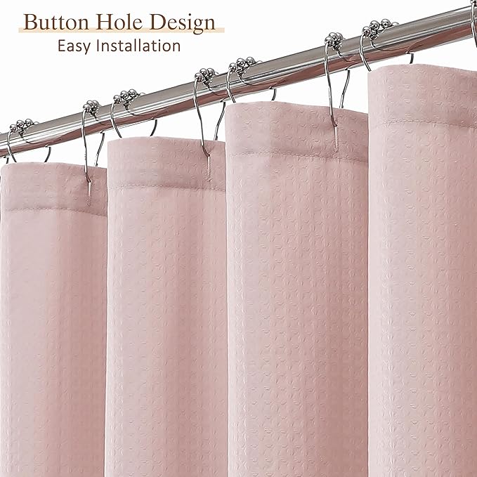 Aiyufeng Long Shower Curtains for Bathroom，Dot Like Embossed Textured Water Repellent Fabric Shower Curtain，Hotel Luxury Quality & Soft Cloth，Machine Washable，72Wx84L，Pink
