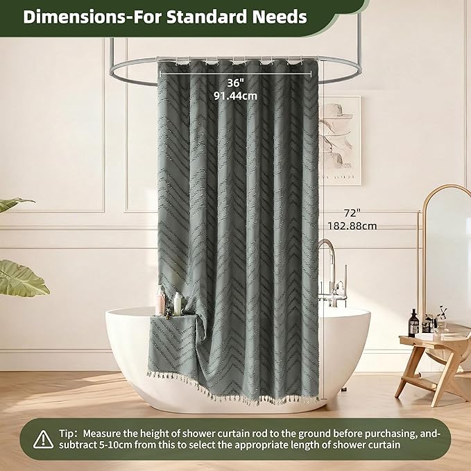 Stall Shower Curtain 36x72 Grey Fabric Shower Curtain Stall Size Cloth Shower Curtains Tufted Chevron Striped Textured Modern Farmhouse Minimalist for Bathroom Decor