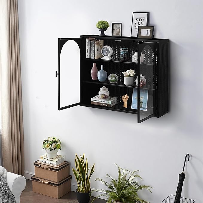 Medicine Cabinet,Medicine Cabinets for Bathroom with Mirror Doors Shelf,Bathroom Cabinet Wall Mounted Wooden Bathroom Storage Cabinet Bathroom Cabinet Kitchen (Black2)