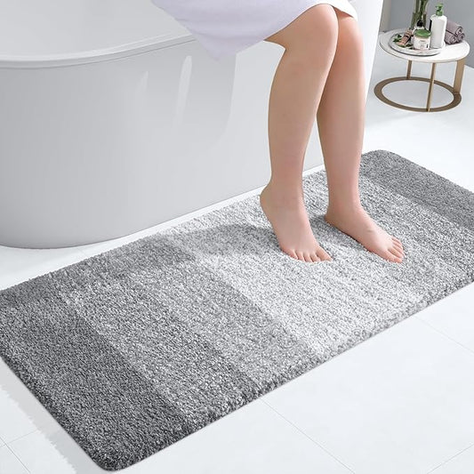 OLANLY Bathroom Runner Rugs 47x20, Extra Soft Absorbent Microfiber Bath Rugs, Rubber Backing, Quick Dry, Washable Bath Mats for Bathroom Floor, Tub and Shower, Home Decor Accessories, Light Grey