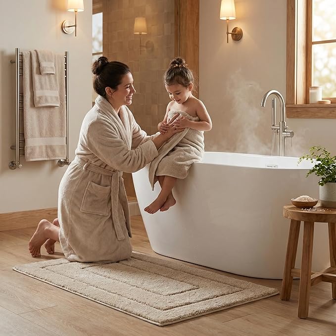 GRANNY SAYS Bathroom Rugs Non Slip, 20" x 32", Bath Rugs for Bathroom Washable, Bath Mats for Bath Floor, Microfiber Bath Mat for Tub, Absorbent Bath Rugs for Bath, Khaki