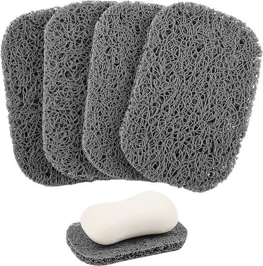 Yadream 4 Pack Gray BPA-Free Soap Savers Pads, Non-Slip Soap Holder, Self-Draining Soap Bars Holder, Suitable for Kitchen Bathroom Shower Travel Hotel