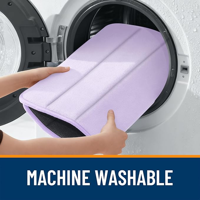OLANLY Memory Foam Bath Mat 59x35, Super Soft Absorbent Bathroom Rugs, Quick Dry, Machine Washable Shower Floor Rugs, Bathmat Carpet, Bathroom Home Decor Accessories, Lavender