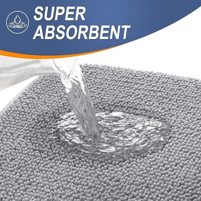 OLANLY Thick Memory Foam Bath Mat Rug 70x46, Extra Soft Absorbent Bathroom Rug, Quick Dry Bath Mats, Non-Slip, Machine Washable Carpet for Bathroom, Tub and Shower, Home Decor Accessories, Grey