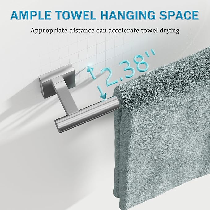 Alise 24 Inch Bathroom Towel Bar, SUS304 Stainless Steel Towel Racks for Bathroom, Towel Rack Wall Mounted Heavy Duty Hand Towel Holder Single Towel Bar, Brushed Nickel