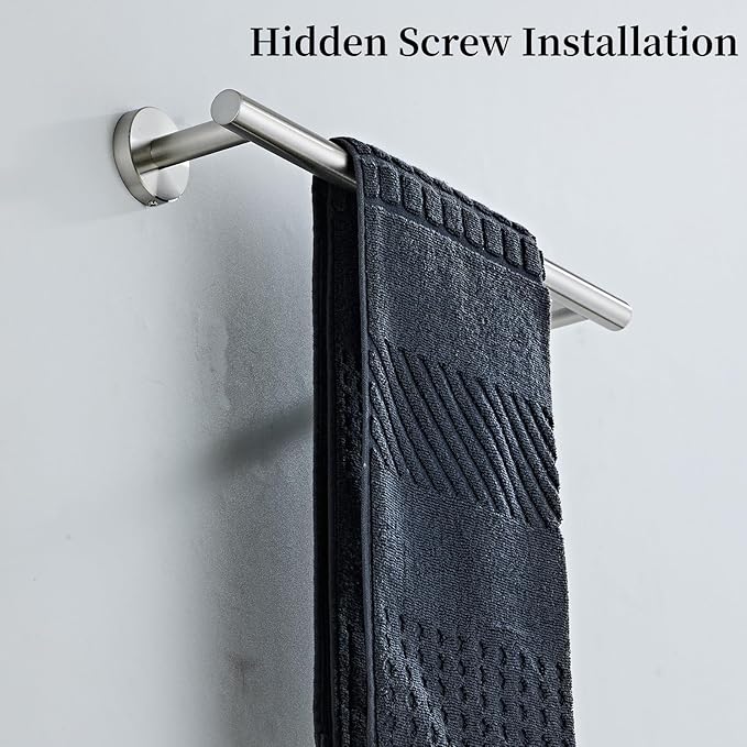 Bath Towel Bar, 12 Inch 304 Stainless Steel Thicken Towel Holder for Bathroom Wall, Towel Holder Brushed Nickel Finished Wall Mount (Total Length 14-Inch)