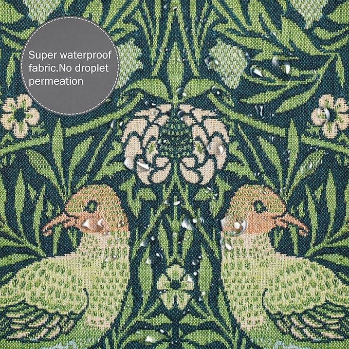 Boho Bird Shower Curtain William Morris Art Print Retro Bird Plant Natural Flower Pattern Print Shower Curtains 72""×72"" Inch, Style-6