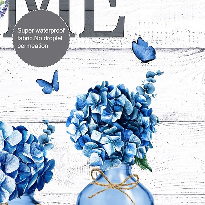 ALEXEX 4 PCS Blue Hydrangea Shower Curtain Sets,Home Sweet Bathroom Set with Shower Curtain and Rugs and Accessories,Farmhouse Country Shower Curtain Bathroom Decor with 12 Hooks,72 X 72 Inches