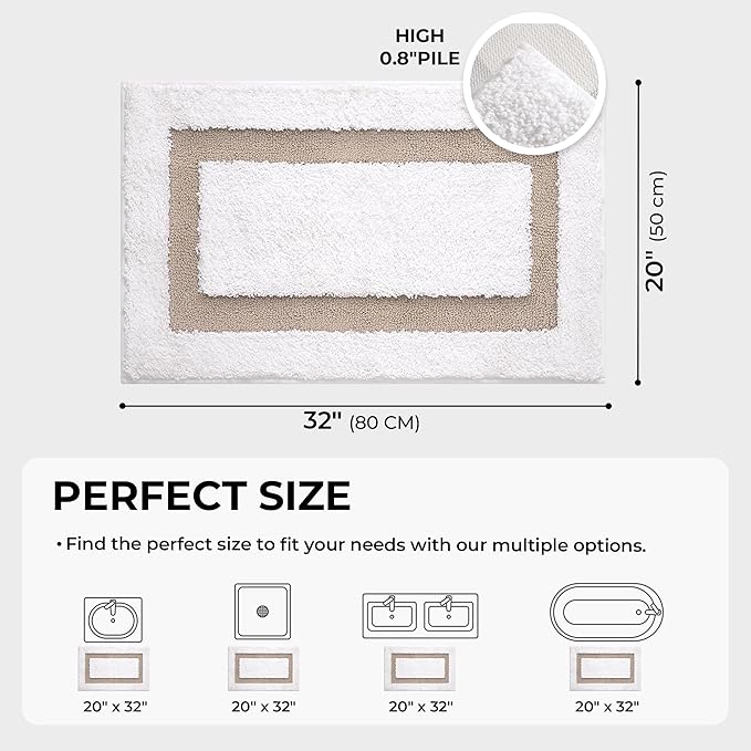 GRANNY SAYS Microfiber Bathroom Rugs Non Slip Washable, Water Absorbent Bathroom Mats for Tub, Soft Bath Mats for Bath Floor & Shower, Bath Rug, 20" x 32", Khaki Bath Rugs