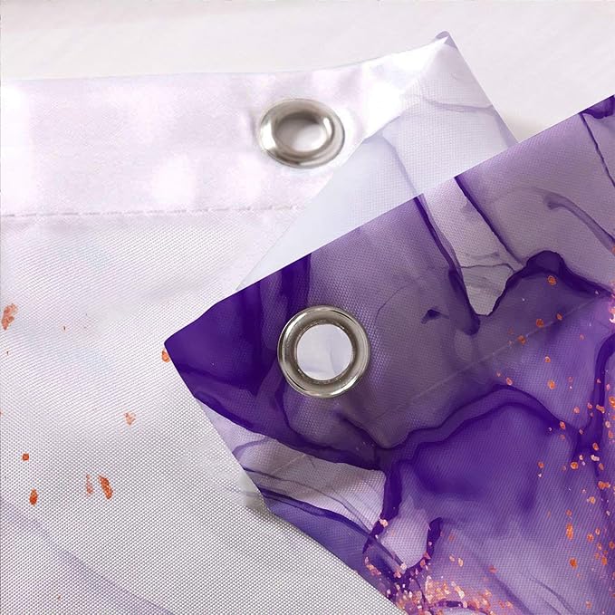 Purple Shower Curtain Marble Abstract White Ink Art Painting Modern Lavender Fabric Shower Curtains for Bathroom Decor 72x72 Inch