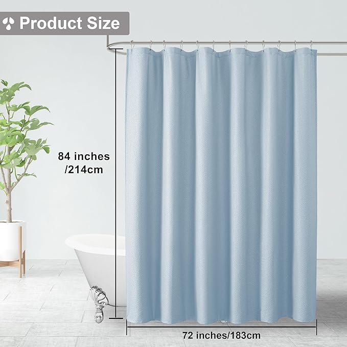 OVZME Extra Long Shower Curtain 72 x 84 Inch, 3D Embossed Textured Fabric Shower Curtain for Bathroom, Hotel Spa Bathroom Curtains, Water Repellent Machine Washable, 72Wx84L Inches