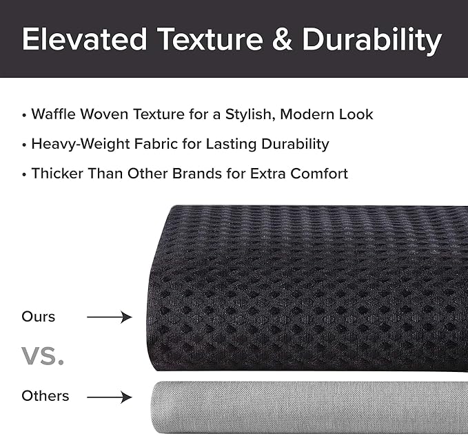 Madison Park Shower Curtain Waffle Weave, Vibrant Dyed, Waffle Shower Curtain 3M Scotchgard Moisture Management, Farmhouse Shower Curtains for Bathroom, Standard: 72x72 Black