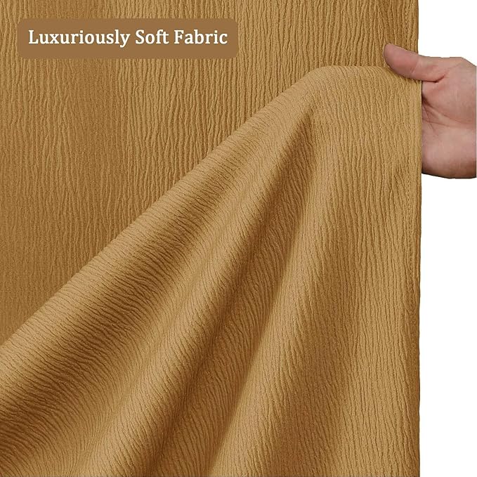 Aiyufeng 3D Textured Gold Shower Curtain for Bathroom, Fabric Shower Curtain Soft Cloth & Hotel Spa Quality, Luxury Boho Bathroom Curtains, Machine Washable, Gold, 72x72 Inches