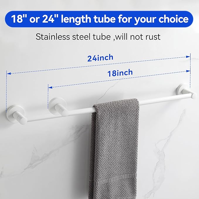 BGL Bathroom Accessories Set 4-Pieces White Zinc Alloy Wall Mounted Towel Racks for Bathroom