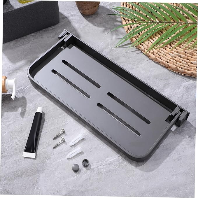 Foldable Wall Shelf Bathroom Storage Rack Space Saving Vanity Tray for Kitchen and Laundry Room Organization Easy Installation Strong Metal Construction