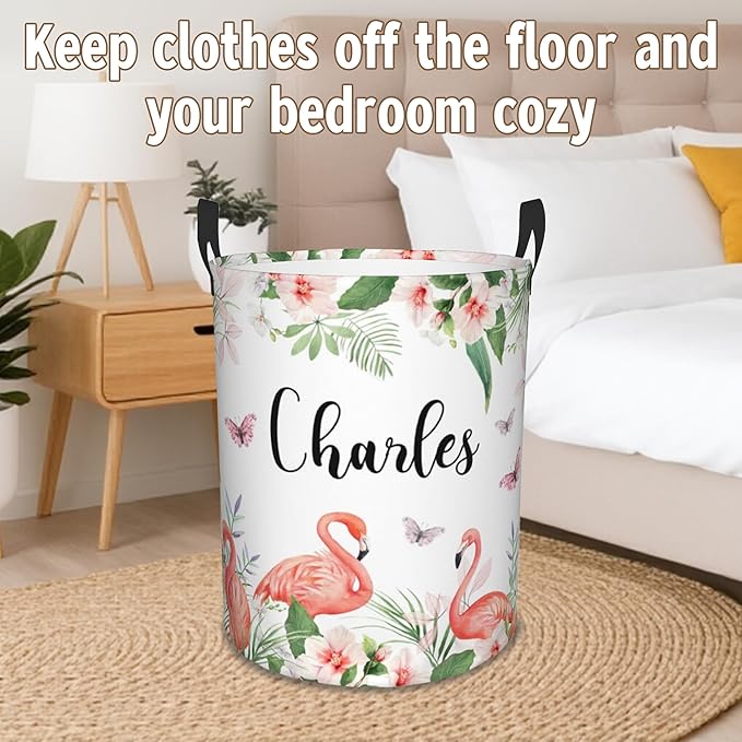 Custom Name Laundry Basket, Personalized Collapsible Laundry Hamper with Name for Bathroom Bedrooms, Customized Dirty Clothes Hamper Storage Basket Gifts for Kids Boys Girls Baby Men Women