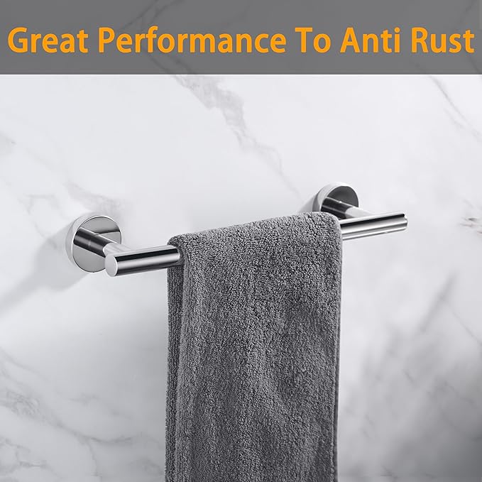 Nolimas Polished Chrome Bath Hand Towel Bar Single Bars Towel Rack Rod Classic Wall Mounted Stainless Steel Toilet Kitchen Bathroom Towel Bar Towel Shelf Single Layer,12inch