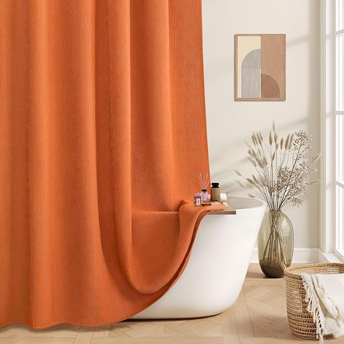 Boho Orange Shower Curtain Fall Morden Mid Centery Shower Curtain 48 * 72