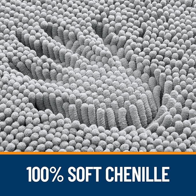 OLANLY Bathroom Rugs 35x24, Extra Soft Absorbent Chenille Bath Rugs, Rubber Backing Quick Dry, Machine Washable Bath Mats for Bathroom Floor, Tub and Shower, Home Decor Accessories, Light Grey