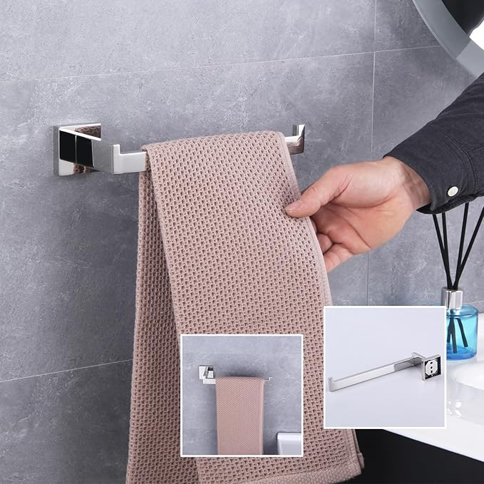 GERZWY Polished Stainless Steel Towel Ring Bathroom Hand Towel Holder for Bath Kitchen Garage Heavy Duty Wall Mounted FG1606-JG