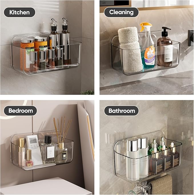 Acrylic Shower Caddy,6 Pack Acrylic Rustproof Shower Organizer with Large Capacity,No Drilling Shelves for Bathroom Storage & Home Decor (Clear)