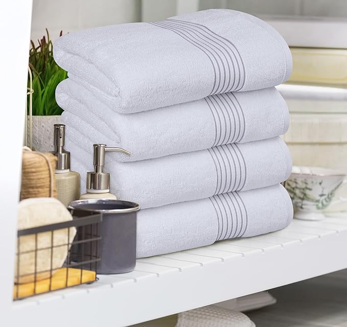 Utopia Towels Luxurious Bath Towels Set, 27 x 54 Inches 100% Ring Spun Cotton, 12 Pack White
