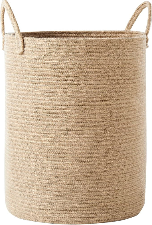 80L Extra Large Jute Woven Hamper Laundry Basket Wicker Rope Clothes Hamper for Baby Nursery Kids Tall Rattan Blanket Basket in Living Room Bedroom 16"D x 22"H
