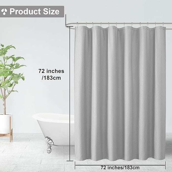 OVZME Berry Cute Shower Curtain, Embossed Textured Fabric Shower Curtain for Bathroom - Soft Cloth & Hotel Spa Luxury, Water Repellent, Machine Washable Shower Curtain, 72X72, Light Grey