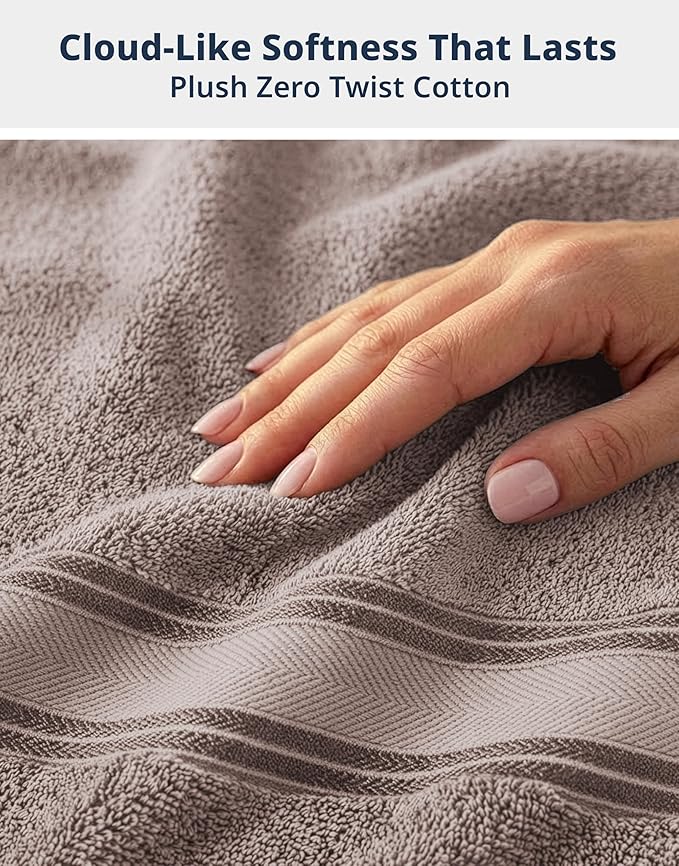 LANE LINEN 100% Mercerized Cotton Bath Towel Set of 12 – Zero Twist Shower Towels, 4 Bath, 4 Hand Towel & 4 Washcloths, Quick-Dry, Luxuriously Soft & Durable, Perfect for Everyday use – Platinum