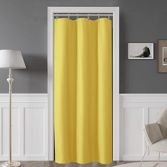 OVZME Small Stall Shower Curtain - Embossed Textured Bathroom Curtain, 36 x 72 Shower Curtain for RV Camper, Machine Washable Water Resistance, Lemon Yellow