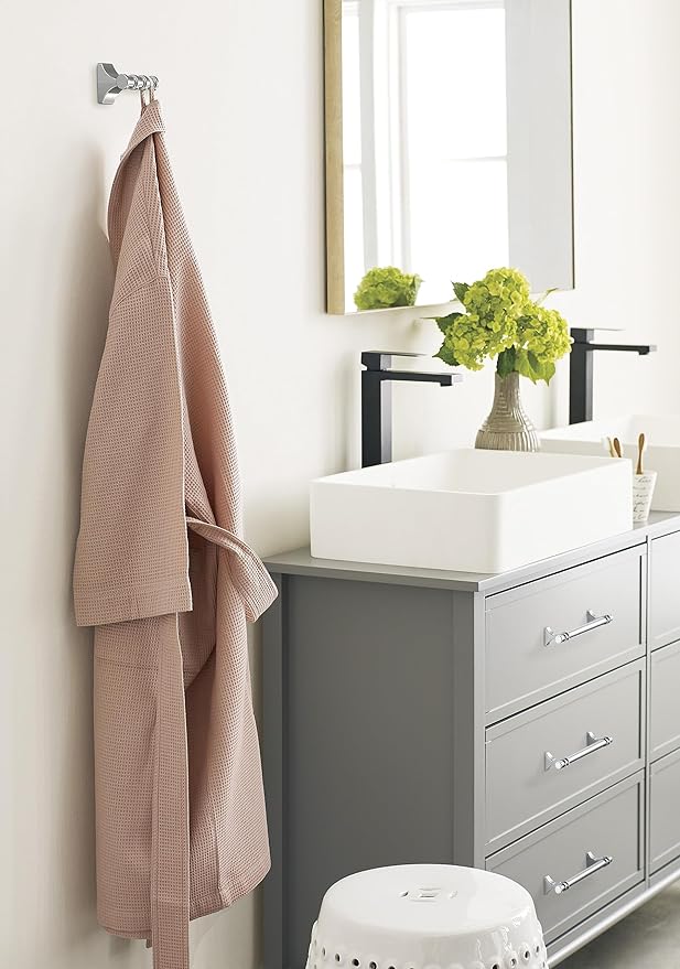 Amerock BH36050PN | Polished Nickel Double Robe Hook | 2-15/16 in. (75 mm) Length Towel Holder | Davenport | Towel Hook for Bathroom | Bathroom Hardware | Bath Accessories