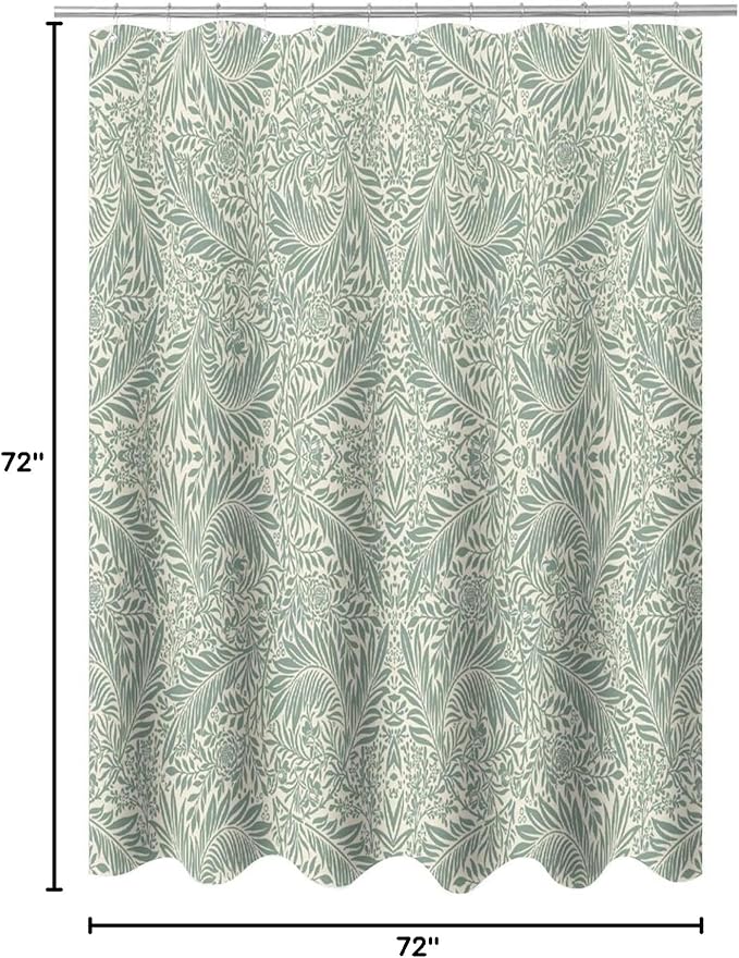 Vintage Botanical Shower Curtain William Morris Designs Green Jungle Fruit Print Shower Curtain Set Polyester Interior Waterproof Shower Curtain with 12 Hooks 72x72 Inches(183x183cm)