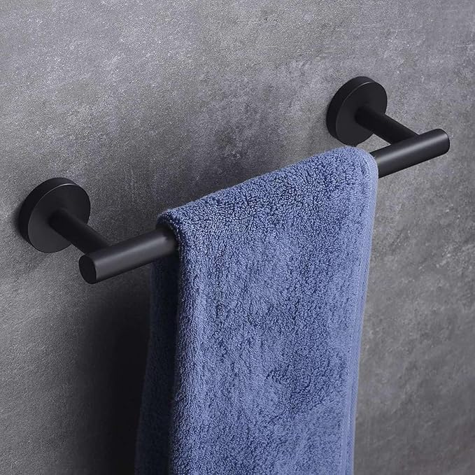 Modket 16 Inches Matte Black Towel Bar Bathroom Hardware 304 Stainless Steel Wall Mounted Kitchen Towel Holder Cloths Hanger