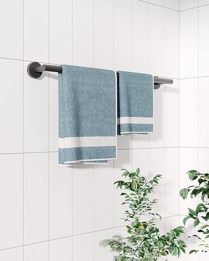 22 Inch Matte Black Towel Bar Towel Rack for Bathroom Kitchen Hand Towel Holder Dish Cloths Hanger SUS304 Stainless Steel RUSTPROOF Wall Mount Total Length 24 Inch (Matte Black)