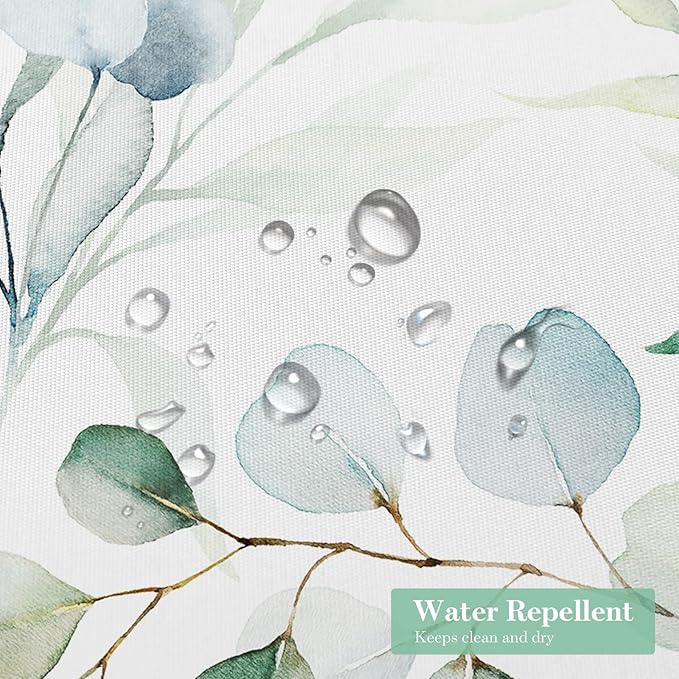 MitoVilla Sage Green Extra Long Shower Curtain 72 x 84, XL Spring Floral Fabric Cloth Shower Curtains for Chic Modern Bathroom Decor, Summer Watercolor Eucalyptus Leaf Shower Curtain