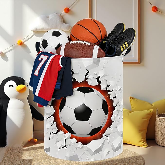 NTAOHAMPER Laundry Hamper,Laundry Basket,Baby Nursery Hamper,Waterproof Storage Bin,Clothes Organizer Basket,Room Decor(Soccer)