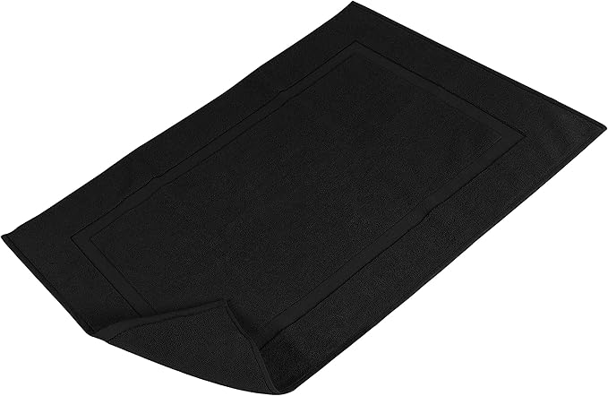 Utopia Towels Cotton Banded Rug, Bath Mats, Not a Bathroom Rug, 21 by 34 Inches, 100% Ring Spun Cotton, Highly Absorbent Shower Bathroom Floor Mat, Black, 2 Pack