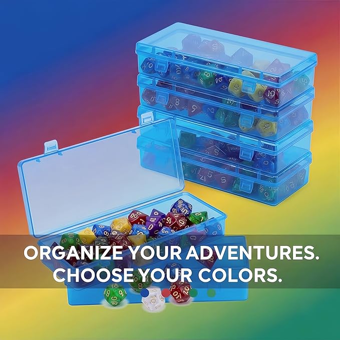 Blue Organizer Box, 6-Pack Small Plastic Storage Containers with Hinged Lid for Makeup Tools, Jewelry, Crafts, Nail Art Supplies (6x2.6x1.2 Inch) - Transparent & Portable